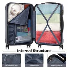 YONSLY 16 Inch Suitcase With Detachable Wheels 360° Combination Lock Double Zipper Soft Rubber Handle Trolley Travel Suitcase For Vacation - 深灰色 - 查看 7