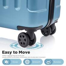 YONSLY 16 Inch Suitcase With Detachable Wheels 360° Combination Lock Double Zipper Soft Rubber Handle Trolley Travel Suitcase For Vacation - 灰藍 - 查看 5