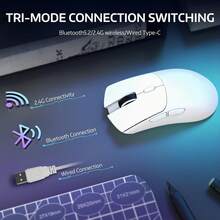 ATTACK SHARK R1 Wireless Gaming Mouse,Tri-Mode Connection (2.4G/Wired/BT5.2),55g Lightweight,18000 DPI Optical Sensor,HUYU 20 Million Key Life,Ergonomic Design,For PC/Laptop/Win - View 3