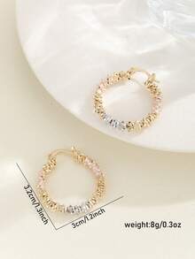 1 Pair Fashionable Colorful Round Earrings, Creative Versatile Earrings Gift For Women - Gold - View 7