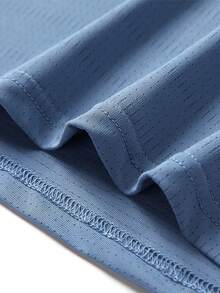 Vancamel Pulse Men's Short Sleeve Mesh Breathable Lightweight Solid Color Sports T-Shirt, Outdoor Sports Commute Light Business Short Sleeve, Daily Home Casual Short Sleeve - Blue - View 6