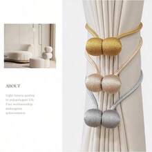 2pcs Magnetic Curtain Tiebacks, No Drill Creative Magnetic Curtain Clips, Home Curtain Decoration Tie Ropes - Curtain Cord - View 2