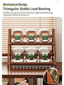 1pc Bamboo Foldable Wall-Mounted Storage Rack, Bamboo Collapsible Storage Shelf, Bedroom Storage, Kitchen Accessories, Kitchen Organizer, Wedding Dessert Display Stand - Brown - View 9