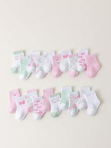10/20 Pairs All Season Butterfly Cat Flower Simple Neutral Children's Socks - Multicolor - View 4