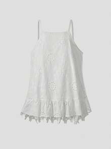 Sweet And Gentle Embroidered Hollow Lace Camisole For Women, Summer White - White - View 2