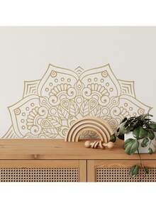 Gold Mandala Half Wall Decal, Bohemian Mandala Pattern Self-Adhesive Wall Sticker, Suitable For Bedroom Living Room Home Decor - Golden Mandala - View 4