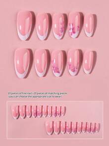 30 st franska mandelformade nageldekaler med blommönster, tillverkade av högkvalitativt akrylmaterial. Inkluderar 1 självhäftande ark och 1 nagelfil. - Multifärgad - Visa 3