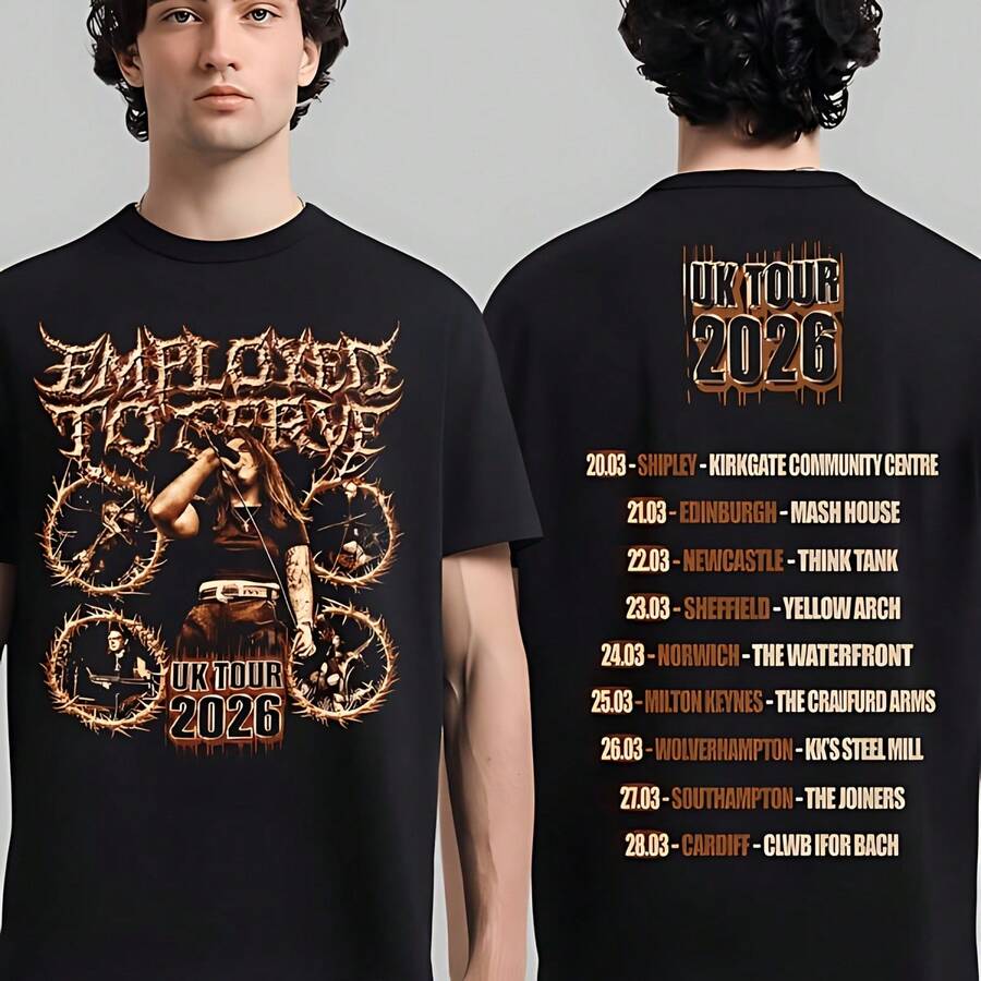 Employed To Serve UK Tour 2026 Merch With Dates Back Two Sided T-Shirt - Black - View 1