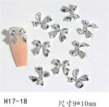 Maigitur 60pcs 3D Metal Bow Nail Charms - Alloy, Crystal - Gold, Gray, Silver - 6 Styles, 10pcs Each - Nail Art Decoration - ColorG - 查看 3