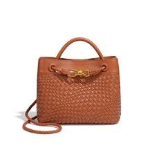 Bolso de mano para mujer BV Bottega Bang Bang de cuero genuino tejido a mano de Andiamo Clutch Campana, bolso tejido para mujer de estilo retro ligero, bolso de hombro y bandolera, bolso tote elegante y versátil de alta gama, bolso cuadrado pequeño para uso diario. - BA1747# Marrón - Ver 3