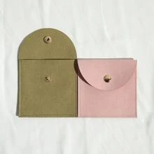 超細纖維珠寶收納袋，弧形按扣信封式珠寶收納袋，天鵝絨袋，禮品與珠寶 - 黃色;8*8cm - 查看 3