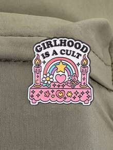 1pc "GIRLHOOD IS A CULT" Enamel Brooch, Cute Pink Heart Altar Badge, Fashion Clothing & Backpack Accessory, Best Gift For Friends - Multicolor - View 7