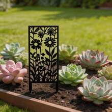1pc [2D Flat] Decorative Garden Panel With Rustic Metal Flower, Garden Decor Ground Stake - One Size Fits All - View 4