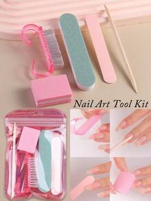5件套一次性美甲套装，包含迷你指甲锉、木质美甲棒、双面指甲锉、角质层推、指甲清洁器、亚克力美甲笔，适合DIY美甲护理，情人节礼物，旅行美甲必备。个性化密封设计，女士美甲护理套装。圣诞礼物、生日礼物、送给朋友的礼物、送给女性的礼物。旅行必备，女士旅行必备，春季礼物、母亲节礼物。 - 多色 - 查看 3