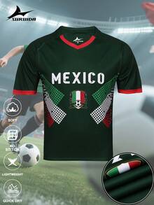 SURUIDA 2026 World Cup Mexico Soccer Jersey For Youth & Men, V-Neck Design Comfortable Sports Top, Suitable For Soccer Matches, Training, Casual Wear & Holiday Outfit, Gift Idea - Dark Green - View 2