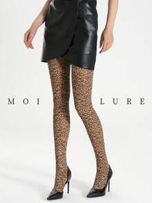 MOIRÉALLURE 女款豹紋絲襪 時尚性感 薄款半透明緊身褲襪 日常派對通勤穿著 - 彩色 - 查看 3