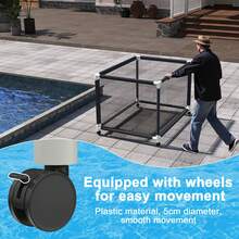 Scatola portaoggetti da piscina nera con ruote, 230*79*88 cm – Organizer in rete extra large per tubi galleggianti, giocattoli, galleggianti, asciugamani e attrezzatura da nuoto. - 230x79x88 cm - Visualizzare 4