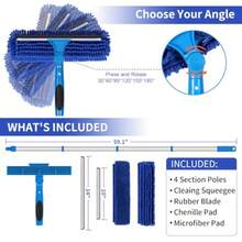 ALimpiador de ventanas de 67 pulgadas kit de herramientas de limpieza profesional de ventanas 2 en 1 con poste de extension equipo de lavado de ventanas con cabezal giratorio para ventanas - Azul - Ver 4