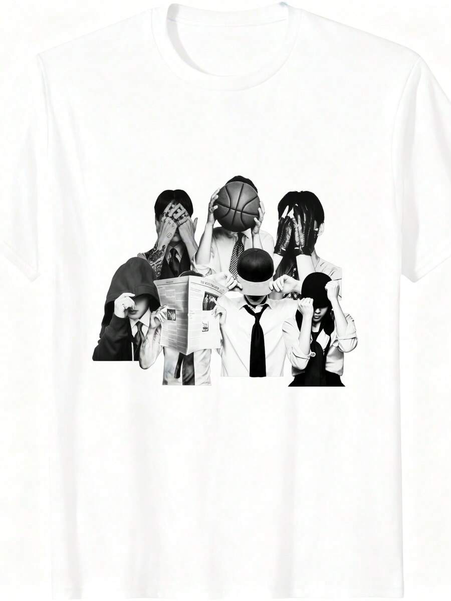 T-Shirt Plus Size Women's Bangtan Members Arirang Magazine Unisex Heavy Cotton Tee: Bangtan  Concert World Tour Merch & Gift 2026,Graphic Tees,Anime Shirt,Funny Shirt,180g Heavy Cotton,Machine Washable,Spring Summer Top, Relaxed Fit Tee,Fun,Sexy,Avant-Garde And Personalized Design,Unisex T-Shirt, - Branco 2 - Ver 1