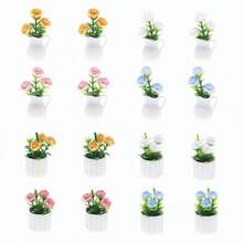 4pcs/Set 1/12 Miniature Potted Plants, Assorted Realistic Floral Decor Models For Dollhouse - Multicolor - View 7