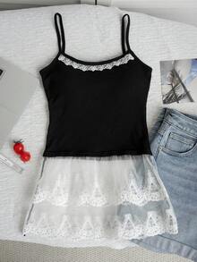 Áo hai dây màu đen gợi cảm, áo croptop ôm sát viền ren, tôn dáng khoe eo. - màu đen - Xem 6