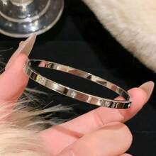 1 pieza Pulsera de acero inoxidable con diamantes de imitación de triple hilera que no se decoloran, diseño exclusivo, elegante y versátil con un toque de lujo. - Tres filas de pulseras estrelladas - Ver 9