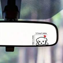 2pcs Creative Cute Cartoon Car Stickers/Heart Puppy Rearview Mirror Window Body Stickers/Electric Vehicle Car Scratch Cover Stickers - Puppy Decorative Stickers - View 4