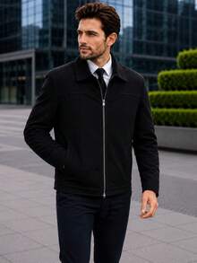 Suede-Lined Formal Jacket, Modern. - Black - View 2