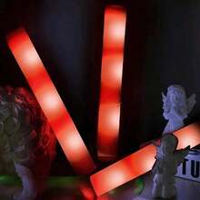 102 Varitas de Espuma LED Luminosas, Bastones de Rally, Varitas Luminosas Intermitentes para Fiestas, Varitas de Espuma LED Luminosas Intermitentes para Espectáculos, Fiestas de DJ, Bodas, Cumpleaños, Navidad, Halloween, Eventos y Festivales - Rojo - Ver 3