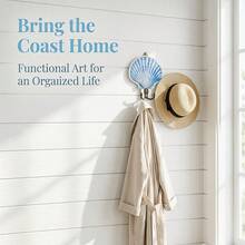 1pc Ocean Theme Wooden Wall Hook With Starfish Turtle Octopus Shell Design Metal Hanging Hook For Coats Hats Keys Bags Small Items Home Decor Bathroom Kitchen Bedroom Entryway Wall Mount Organization Storage Solution - Multicolor - View 4