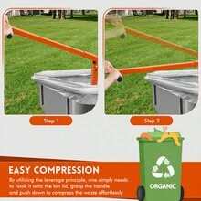 100kg Force Wheelie Bin Compactor Steel Alloy Manual Waste Press Tool Fit 120L-240L Outdoor Rubbish Bin Household Garden Waste Compressing Equipment - Orange - View 7