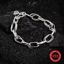 Vòng tay bạc 925 kiểu dáng cổ điển, mài mòn theo phong cách hiphop, thích hợp để đeo hàng ngày, dự tiệc, làm quà tặng cho gia đình và bạn bè, quà sinh nhật, kèm hộp quà. - Màu Bạc Cổ - Xem 4