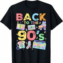 Back To 90's 1990s Vintage Style Nineties Retro Party T-Shirt - Black - View 1