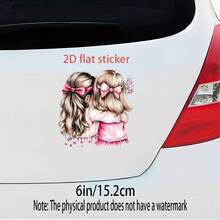 1pc Two Girls Hugging Car Sticker - Durable Fantasy Cartoon Animal Theme Decal For Car, Laptop, Truck, Window, Wall - 1pc - View 3
