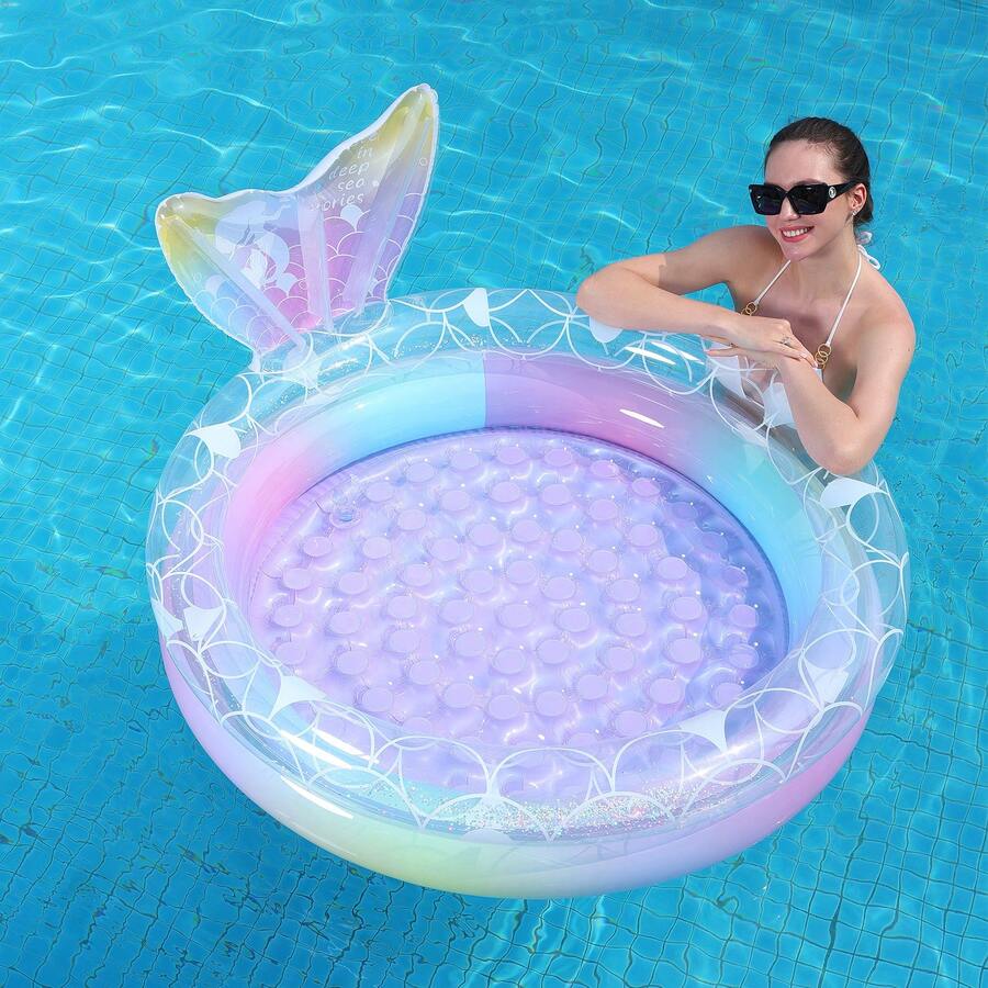 Inflatable Mermaid Pool Backyard Round Swimming Pool, Suitable For Boys And Girls, Children's Garden Round Swimming Pool, Summer Indoor And Outdoor Beach Floating Toy - Multicolor - View 1