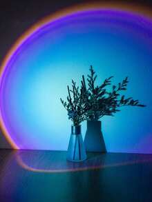 Rainbow Sunset Lamp, USB Powered Lighting Device, LED Light Beads, Blue Light And Shadow Effect, Compact Portable Design, Creative Atmosphere Lamp, Night Light, Suitable For Home, Bedroom, Living Room And Bedside Lamp - Black - View 9