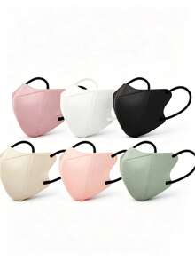 10pcs/50pcs 3D Face-Slimming Masks For Women, Highly Attractive Face-Contouring Design, Morandi Solid Color, Breathable, Non-Stuffy, Non-Ear-Straining, Versatile For Daily Commute, All-Season, Individually Packaged - Multicolor - View 3