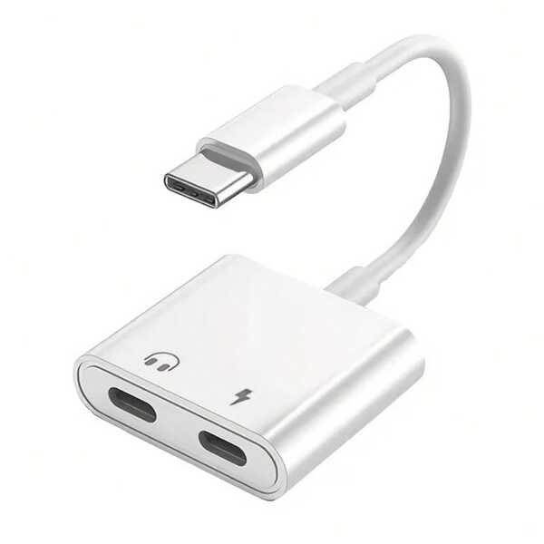 2 In1 Aux Audio Adapter USB C To 3.5Mm Jack & Type-C Charging For Audio Charger Cable Headphones Connector