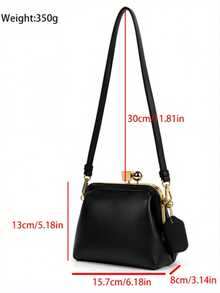 Pochette piccola con clip in metallo, tracolla regolabile, dimensioni compatte per l'uso quotidiano. - nero - Visualizzare 3