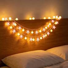 1pc, LED Star Bubble Ball String Lights, Battery Operated (Without Battery), Baby Room Night Light,For Party, Wedding And Holiday Decorations - Transparent - View 1