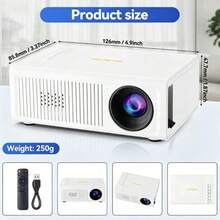 Small Portable Projector, 720P Native Resolution, 1080P Supported, 20-100 Inch Projection Size, Multi-Language Support For Global Users - White USB Version - High Brightness - View 3