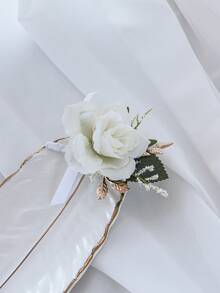 1件自然灵感人造花、叶和水果装饰胸花，适用于婚礼、派对、宴会 - 白色 - 查看 2