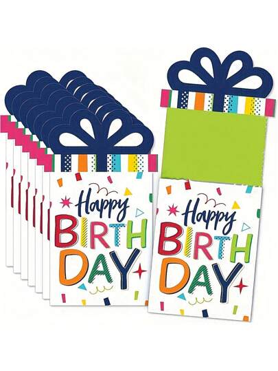 5/10pcs Big Dot Of Happiness Cheerful Birthday Gift Card Holders - Colorful Celebration Money And Gift Card Sleeves, Premium Presentation Set With Envelopes,