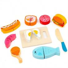 Montessori Early Education Wooden Food Cutting Toy, Fruit/Vegetable/Food/Dessert Multi-Theme Play Kitchen Toy, Children's Game, Boy Game, Girl Game, Fruit And Vegetable Recognition, Develop Hand-Eye Coordination, Improve Fine Motor Skills, Cultivate Finger Flexibility, Train Grasping Ability, Cultivate Concentration, Cultivate Calmness, Parent-Child Interaction Toy, Suitable For Christmas, Easter, Halloween, Birthday Gift - Multicolor - View 9