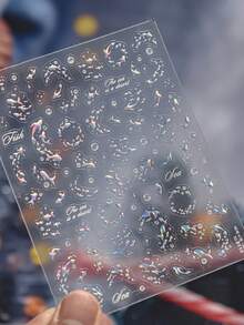 1件 5D金屬彩色魚美甲貼紙，夢幻可愛魚與星海美甲裝飾，自黏式美甲貼 - 彩色 - 查看 2