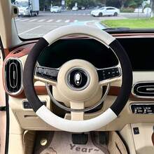 2026 1入新款棉麻汽車方向盤套,夏季透氣拼接防滑方向盤保護套,四季適用 - 方向盤套 - 查看 4