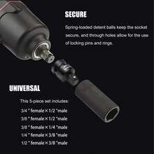 SenRocc Set Adaptor Reducer Soket Impact 5 buah 1/2, 3/8, 1/4, 3/4, 3/4 Inci Digunakan untuk Kunci Pas, Bor, Otomotif, dan Obeng Impact untuk Pekerjaan Konstruksi - 5 buah/set - View 3