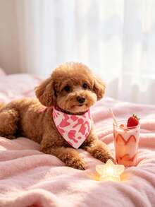 Bandana Hewan Peliharaan Poliester Motif Susu Merah Muda yang Lucu, Cocok Sebagai Aksesori Anjing, Aksesori Kucing, Perlengkapan Hewan Peliharaan atau Dekorasi Gaya Anjing yang Menyenangkan, Cocok untuk Penggunaan Sehari-hari di Rumah atau Bermain di Luar Ruangan untuk Kucing dan Anjing - Berwarna merah muda - View 4