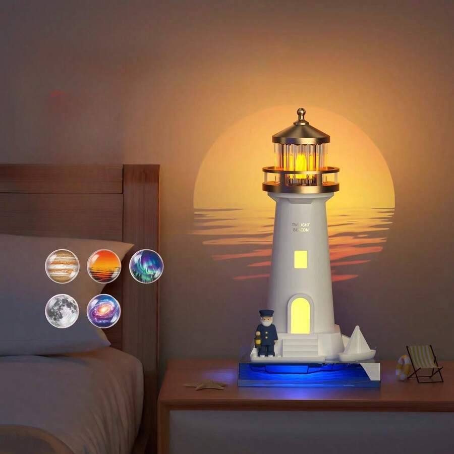 Lámpara de Luna Proyector Luz Nocturna con Control Remoto, Luz Decorativa de Atmósfera de Faro, Lámpara de Luna Proyector de Galaxia Recargable por USB, Regalo de Navidad y Cumpleaños, Regalo Perfecto - 5 diapositivas - Ver 1