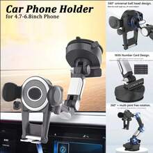 360°可旋轉吸盤式車用手機支架，附停車號碼牌，可調節伸縮臂，適用於4.7-6.8吋智慧型手機 - A - 查看 5